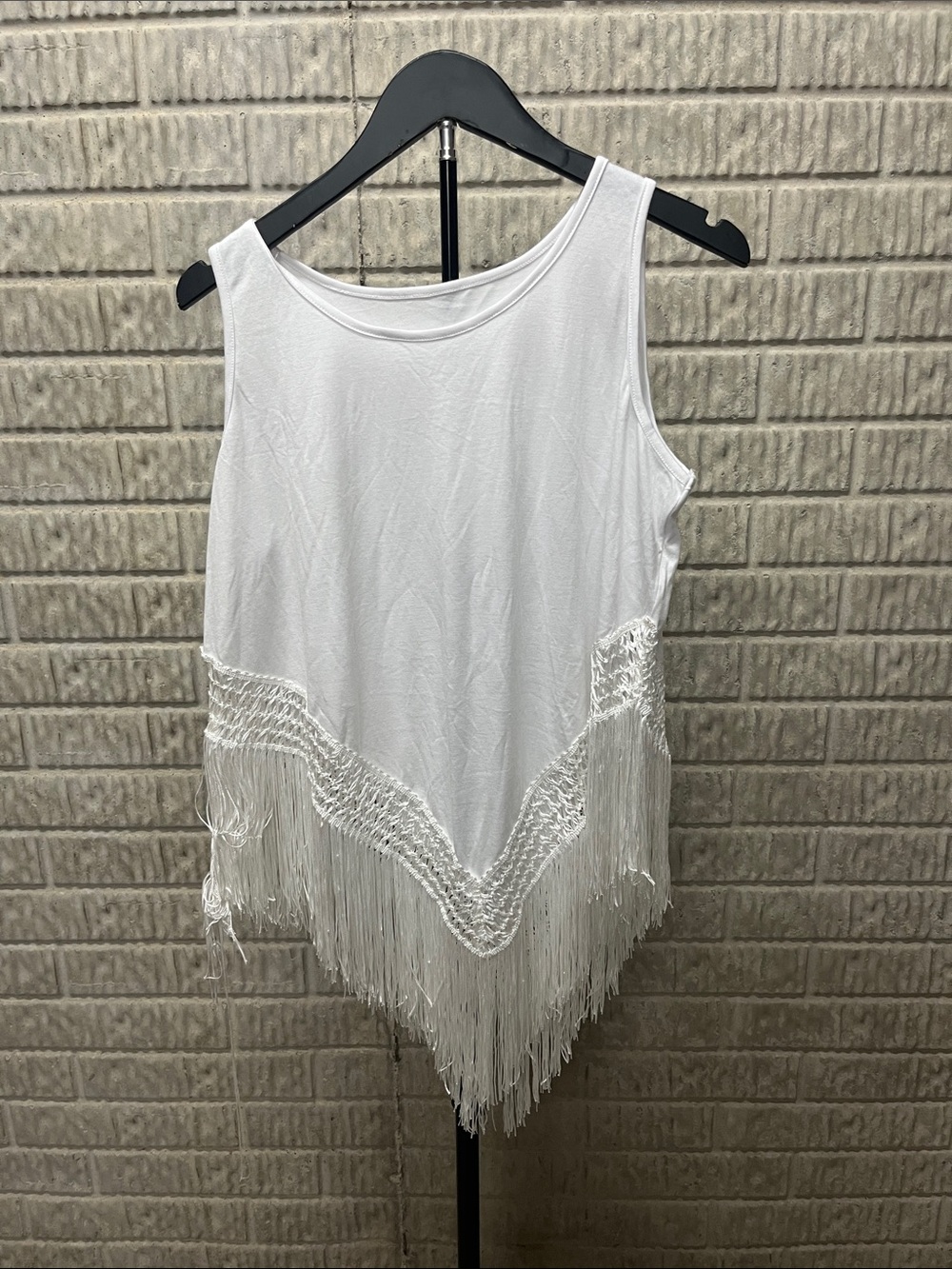 Cupshe White Fringe Hem Sleeveless Tank